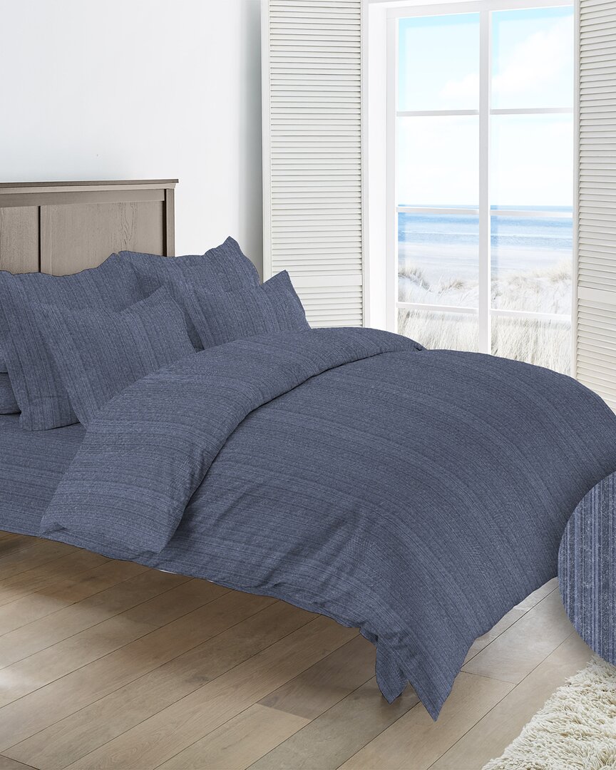 Dormisette 250 Thread Count Luxury German Flannel Ultra Soft Duvet Cover Set In Blue