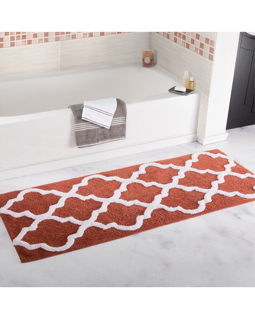 Shop Lavish Home Cotton Extra Long Bath Mat In Brick