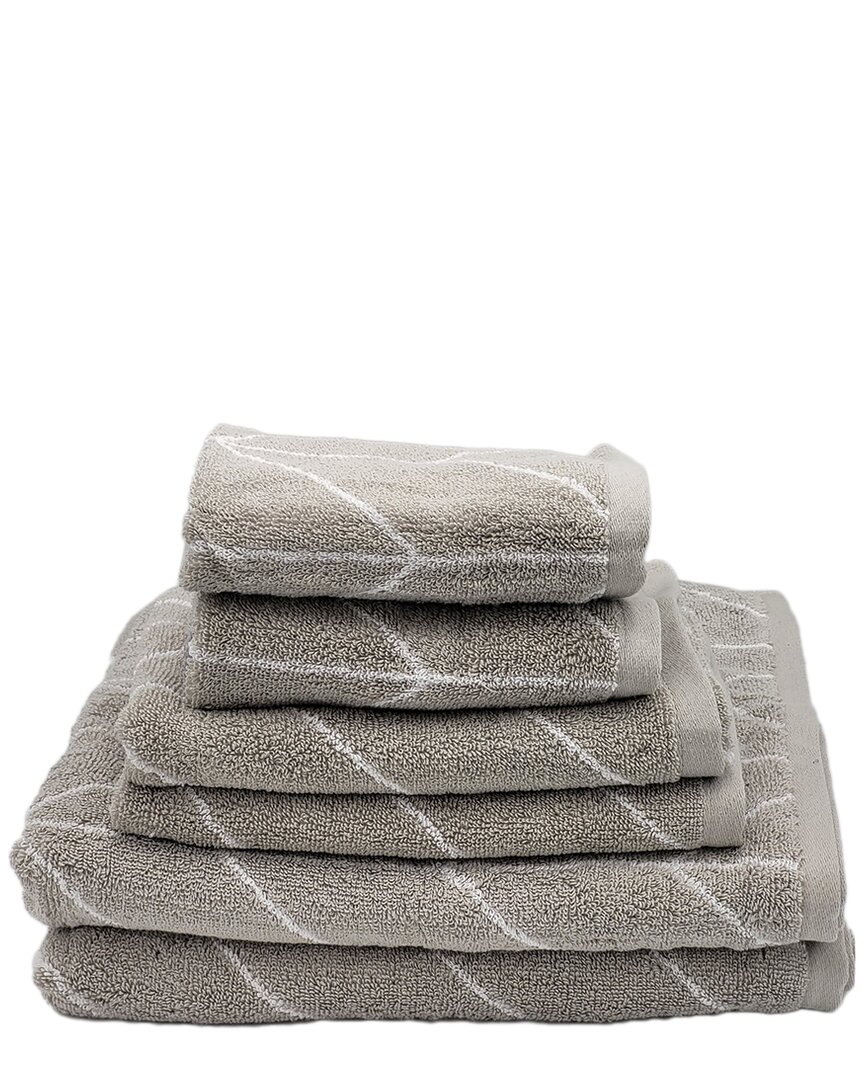 Knightsbridge 6pc Yarn Dyed Jacquard Towel Set In Silver