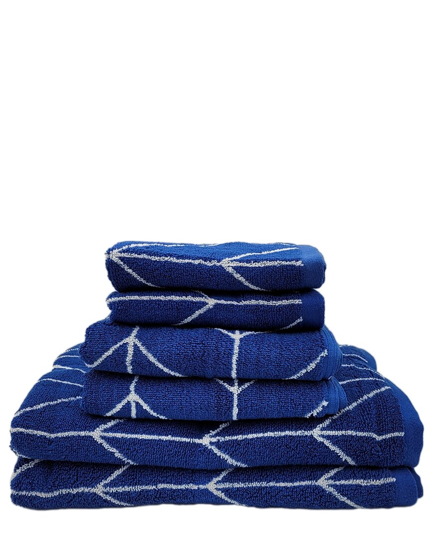 Knightsbridge 6pc Yarn Dyed Jacquard Towel Set In Blue