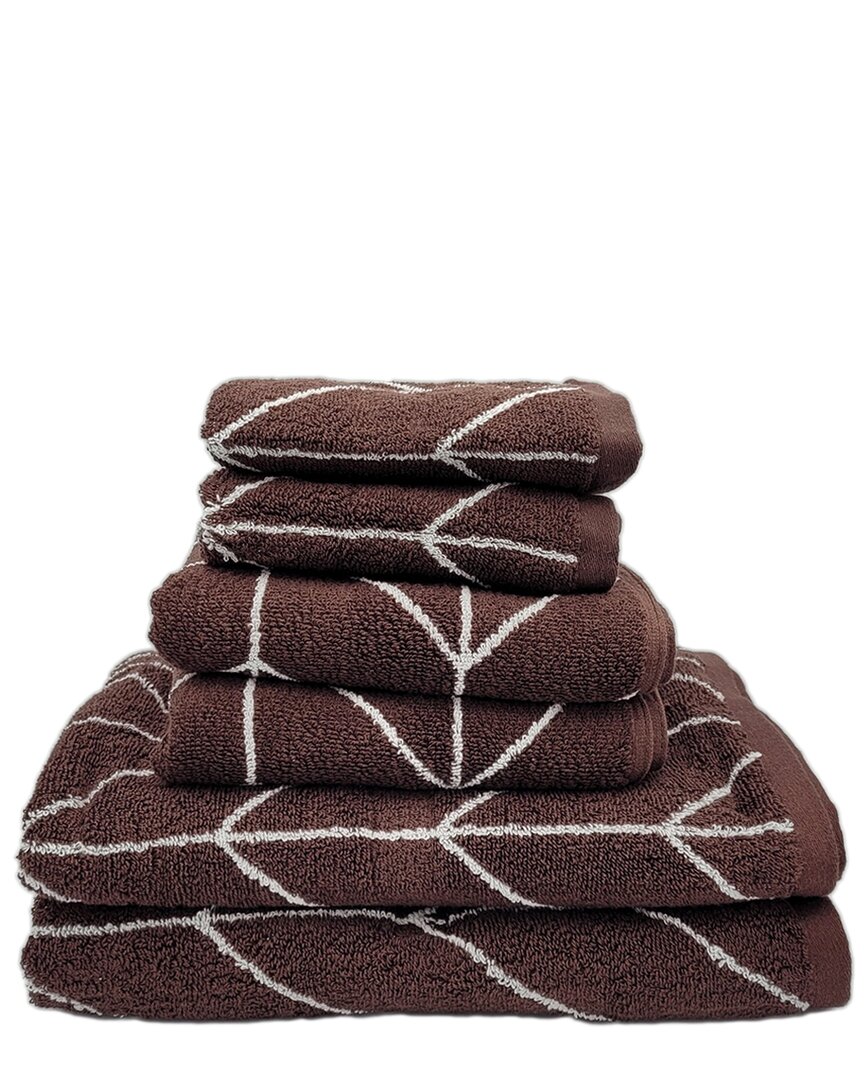 Knightsbridge 6pc Yarn Dyed Jacquard Towel Set In Brown