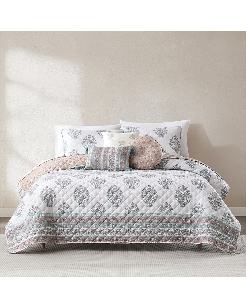 Lush Decor Lush Décor Sofia Flower Block Bouquet Reversible Quilt Set In Multi