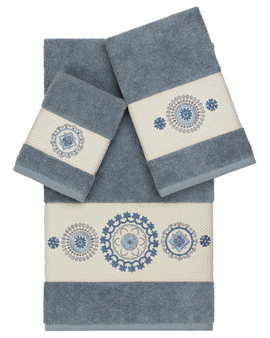 Linum Home Textiles Isabelle Turkish Cotton 3pc Embellished Towel Set
