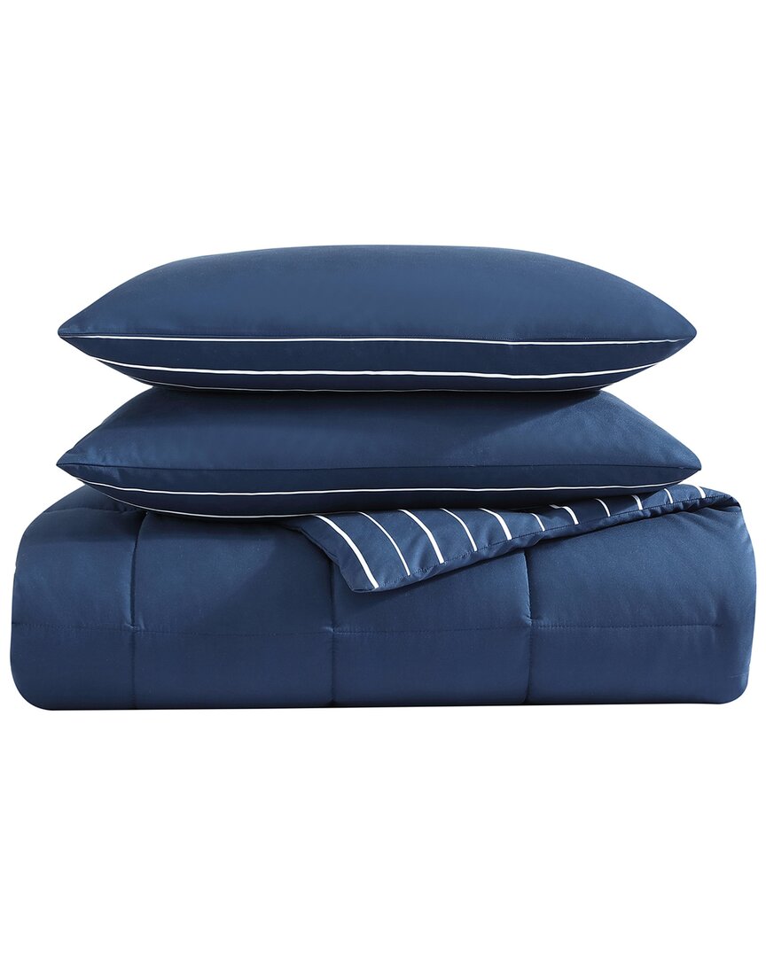 Nautica Longdale Solid Soft Microfiber Comforter Bedding Set In Blue
