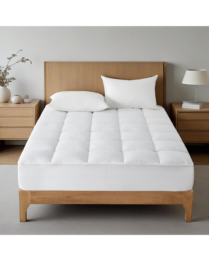 Unikome Pcm Cooling Quilted Fitted Mattress Pad In White