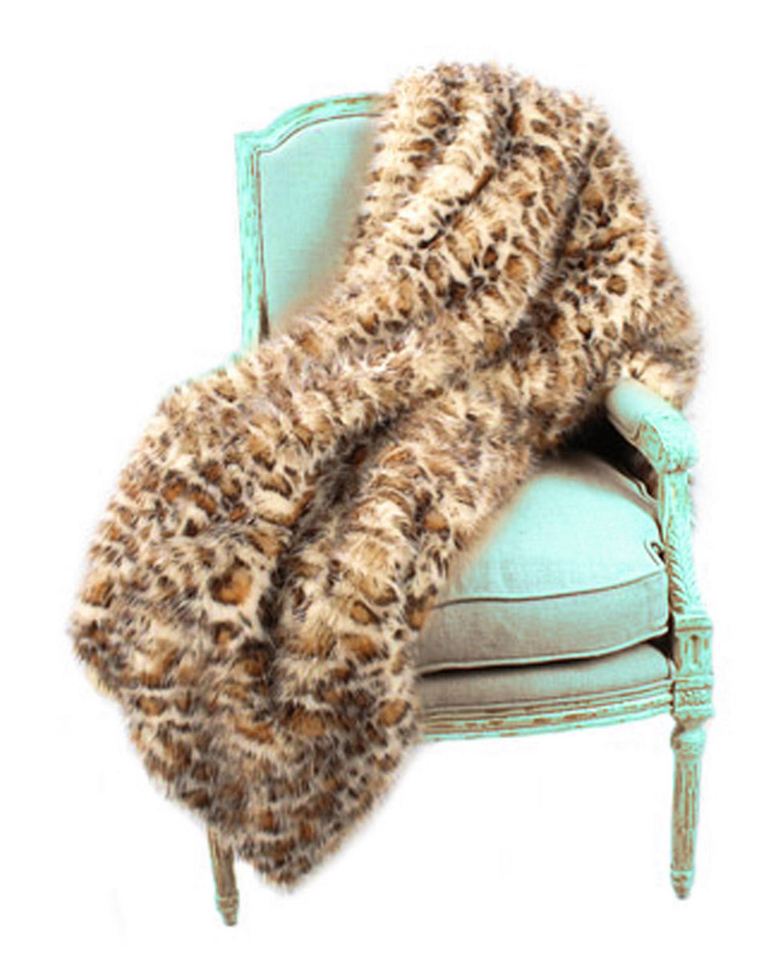 Montague & Capulet Oversized Ivory Panther Faux Fur Throw