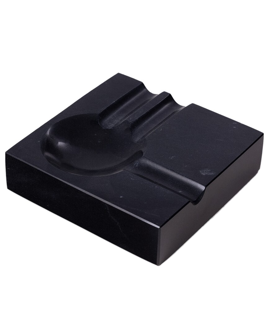 Bey-berk Dylan Two Cigar Marble Ashtray In Black