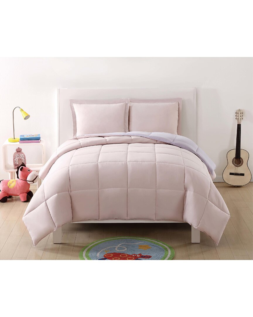 My World Solid Blush And Lavender Reversible Comforter Set