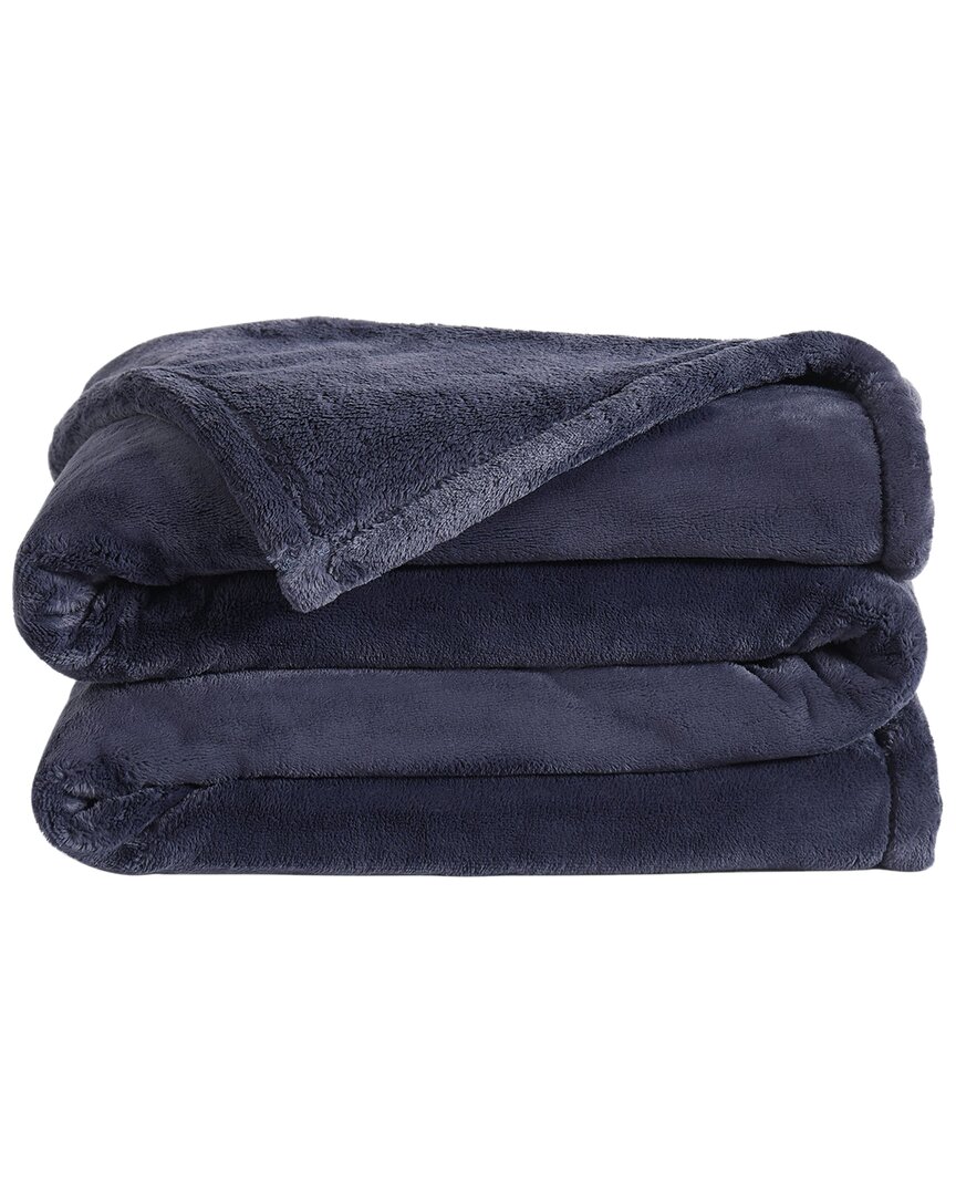 Royal Velvet Lavish Plush Solid Blanket In Blue