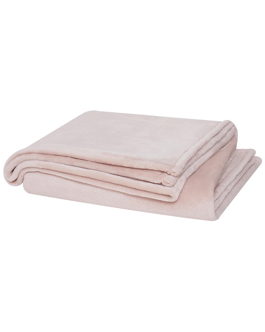 Shop Cannon Solid Plush Blanket In Blush