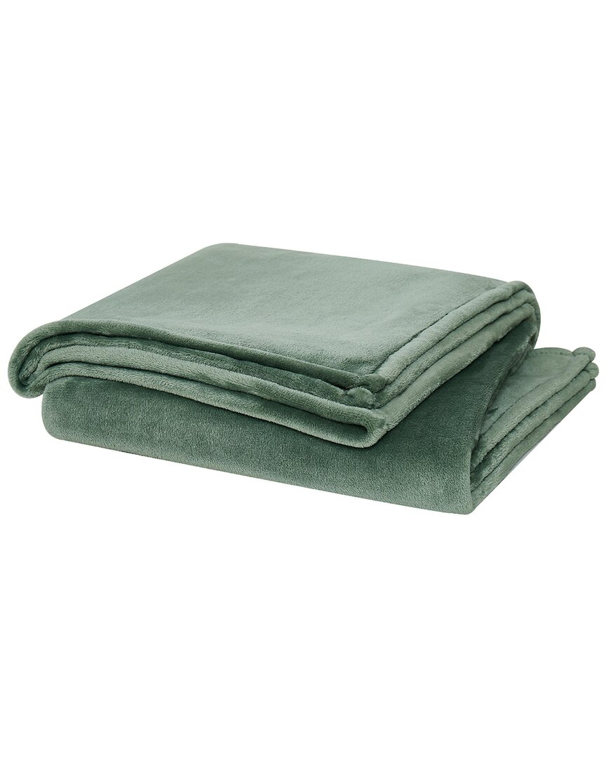 Cannon Solid Plush Blanket In Green