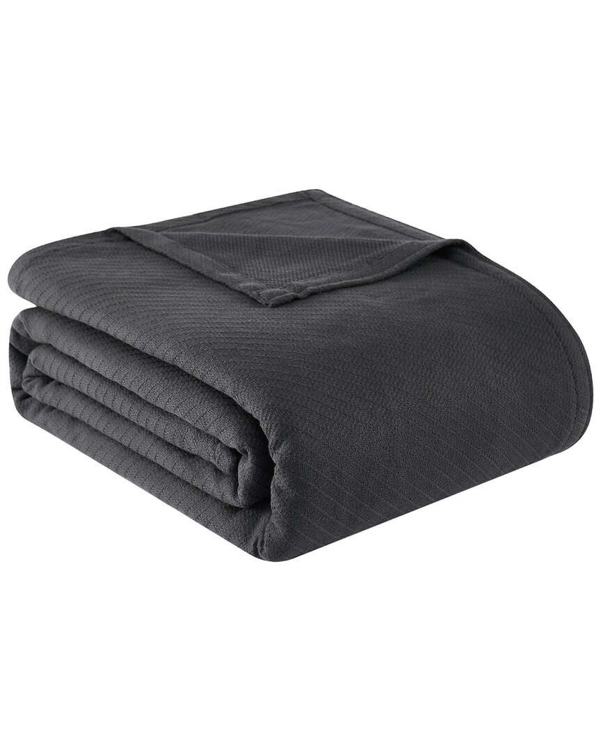 Frye Cotton Woven Charcoal Grey Blanket