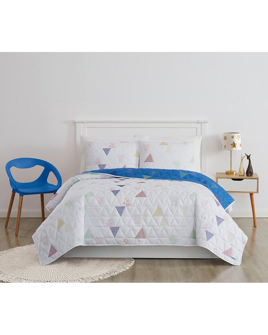 Shop Crayola Triangle Embroidered Quilt Set In Multi