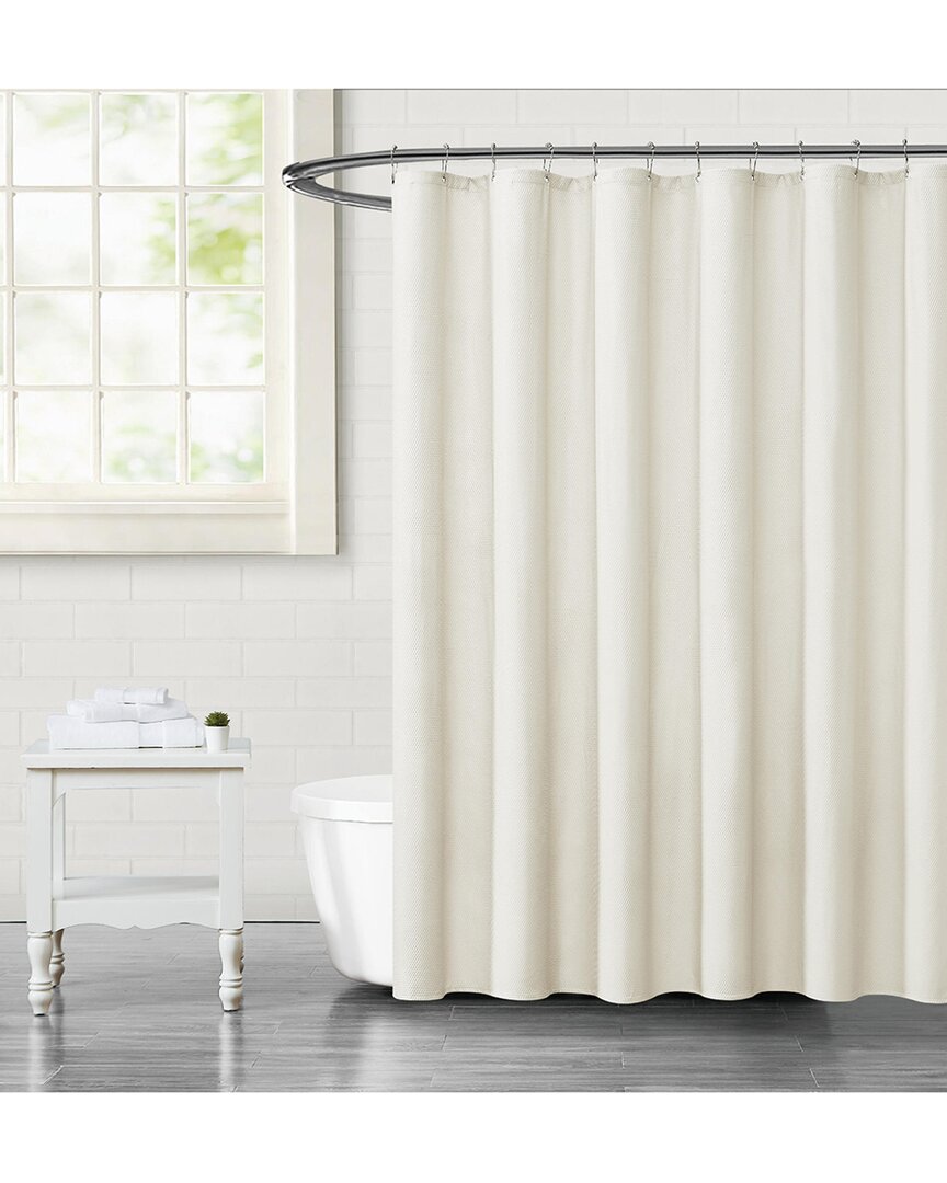 Truly Calm Embossed Fabric Cream Shower Curtain