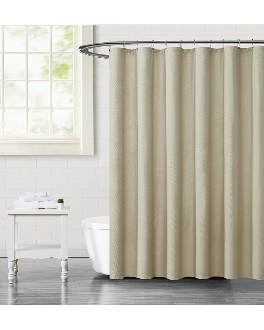 Truly Calm Embossed Fabric Beige Shower Curtain