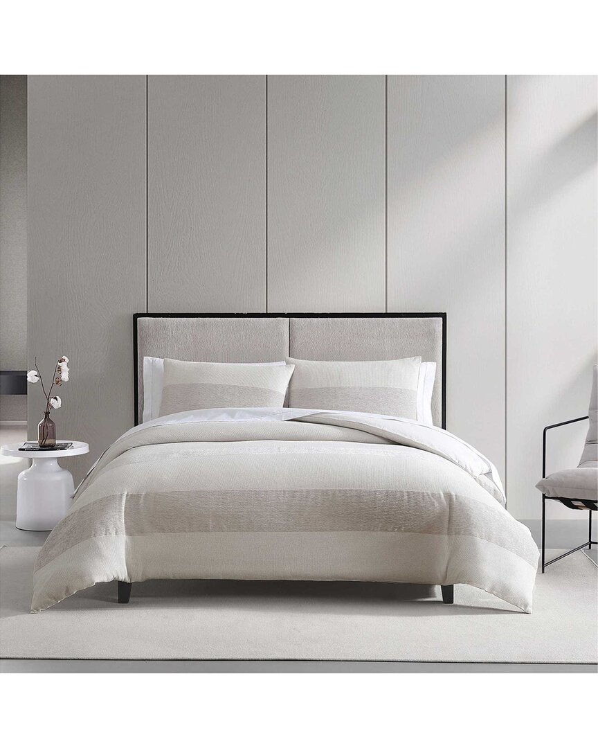 Vera Wang Chenille Waffle Stripe Duvet Cover Set In Neutral