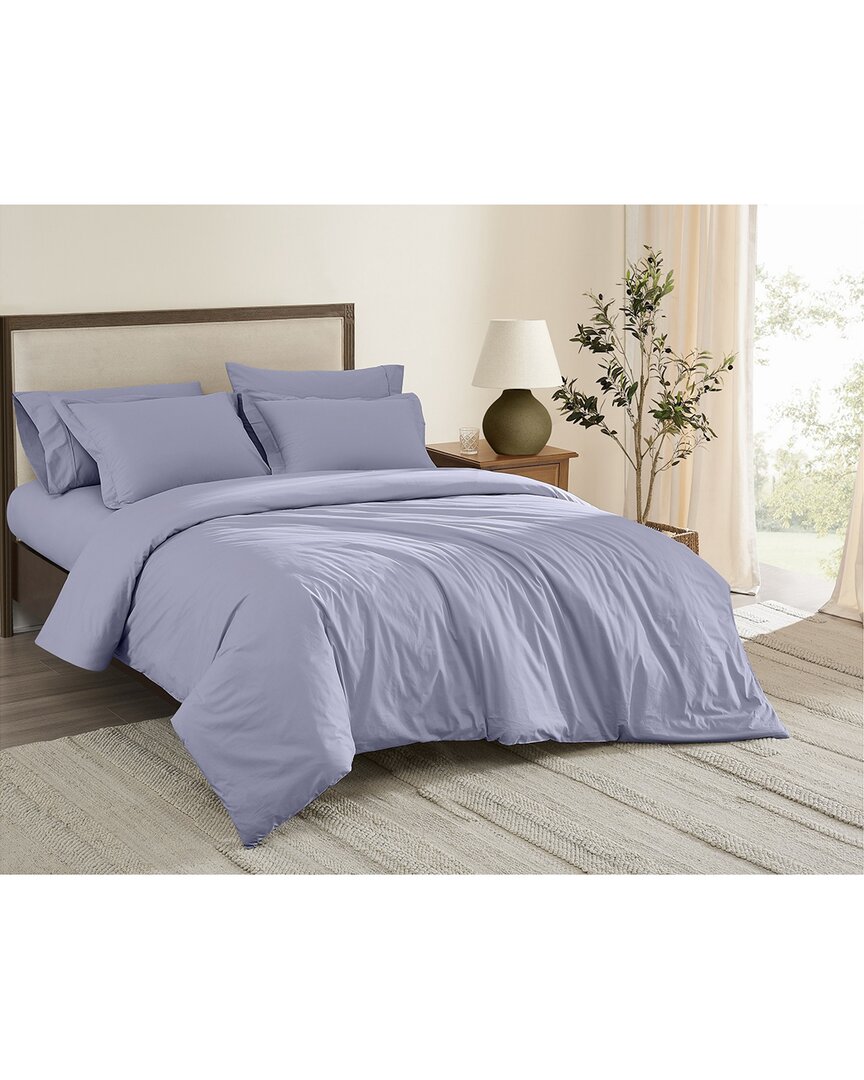 Brooklyn Loom Solid Cotton Percale Duvet Set In Purple