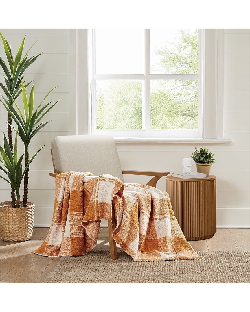 Brooklyn Loom Dusted Plaid Throw In Orange