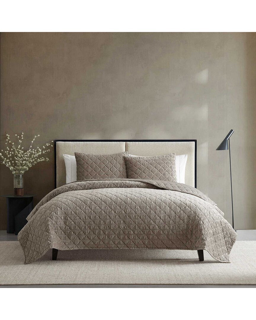 Vera Wang Crushed Velvet Solid Quilt Set In Gray