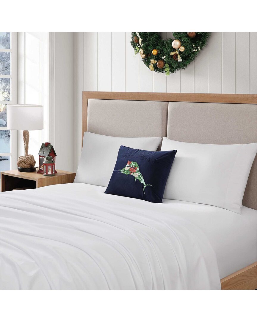 Tommy Bahama Holiday Marlin Solid Velvet Decorative Pillow In Blue