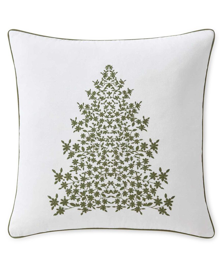 Martha Stewart Holiday Tree 100% Cotton Percale Decorative Pillow In White