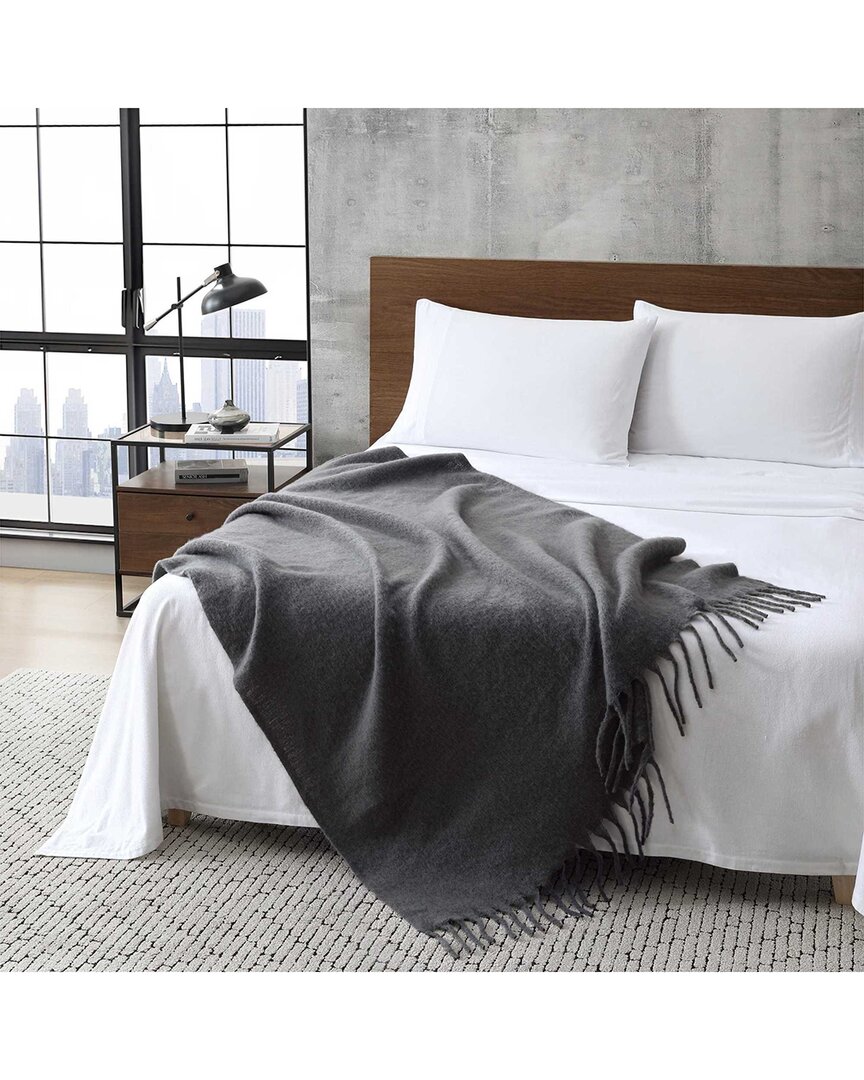 Kenneth Cole Reaction Kcny Solid Soft Throw Blanket In Gray