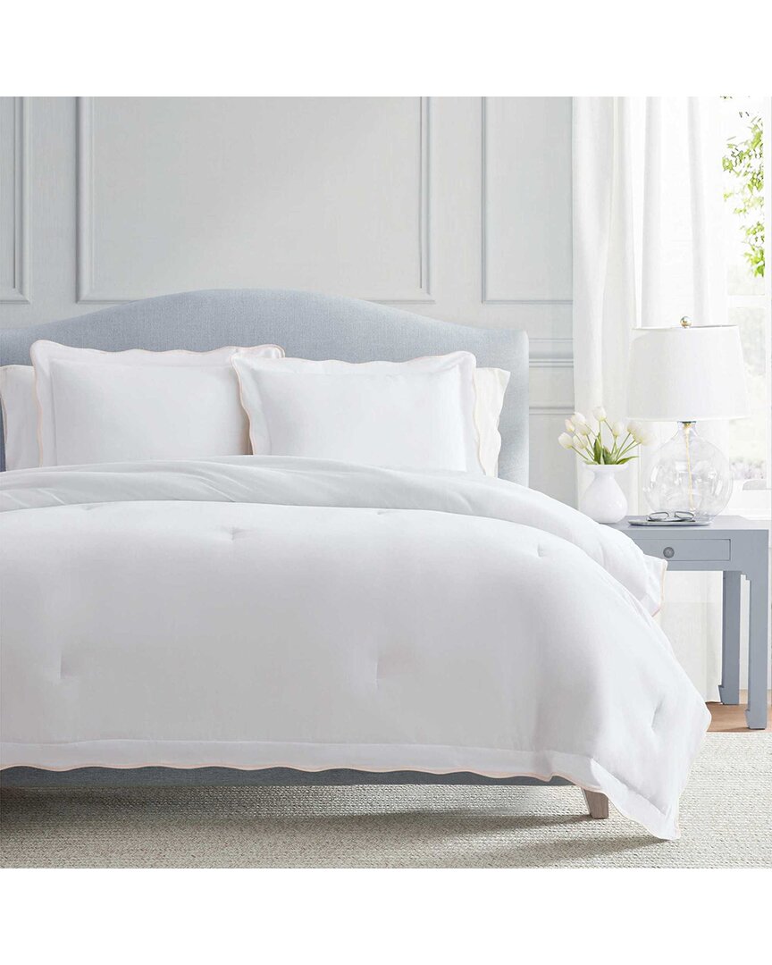Martha Stewart Simple Scallop 100% Cotton Percale Comforter Set -