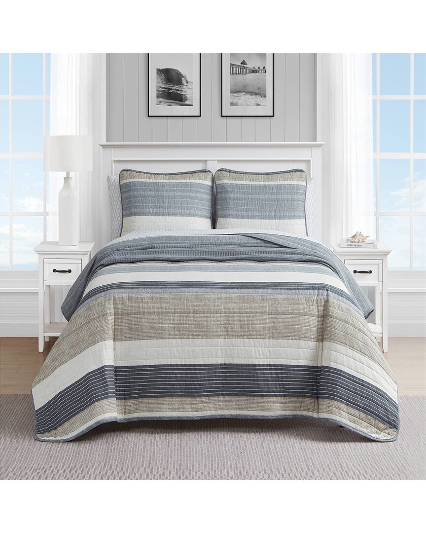 Nautica Ridgeport 100% Cotton Reversible Quilt Set In Beige