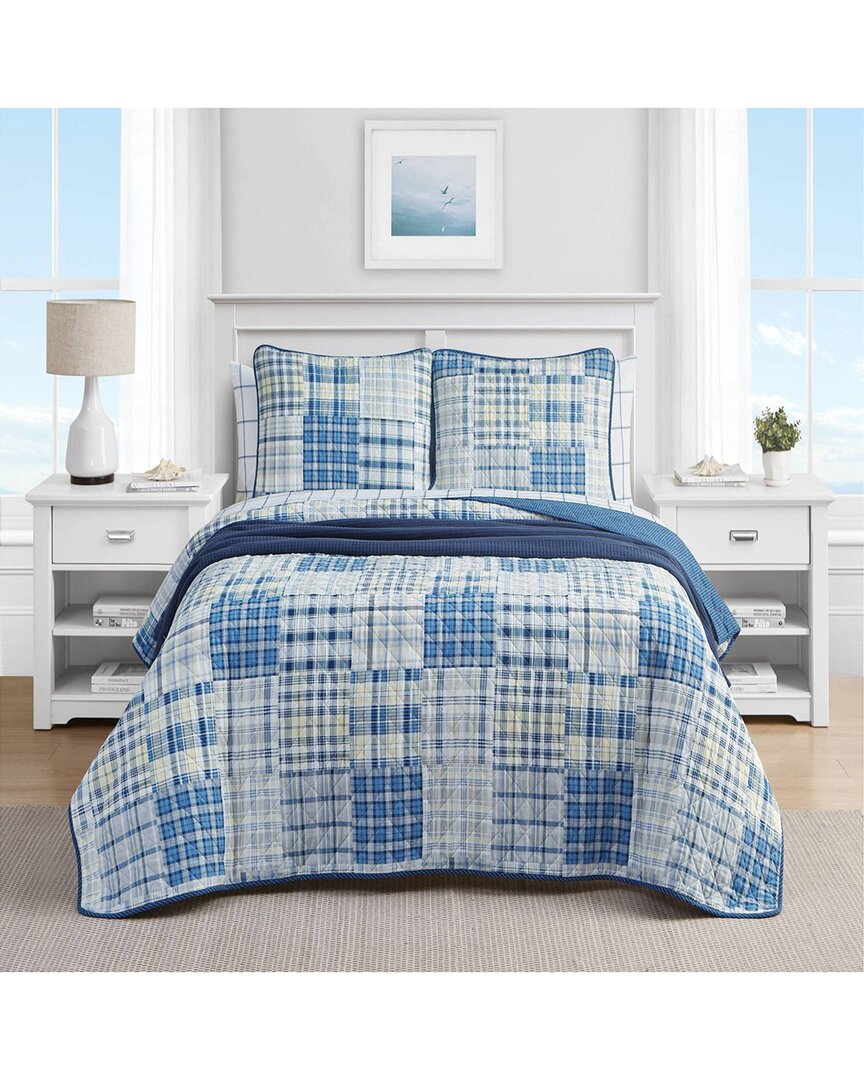 Nautica Raeford 100% Cotton Reversible Quilt Set In Blue