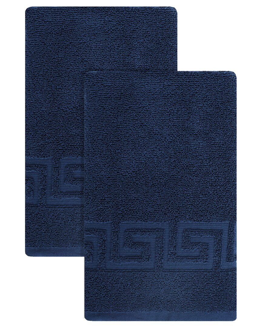 Ozan Premium Home 2pc Milos Greek Key Pattern Hand Towel Set
