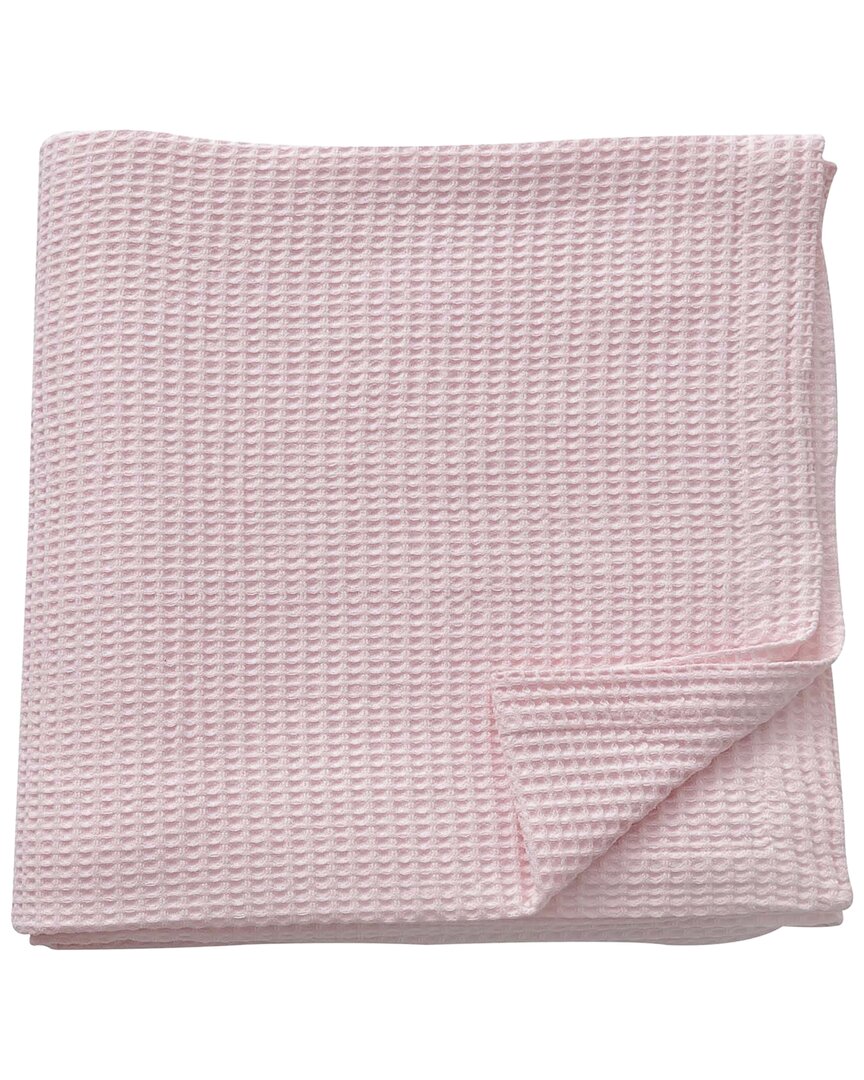 Linery & Co Waffle Weave Textured Cotton Blanket In Pink