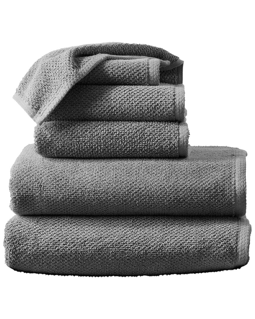 Linery & Co Luxury Cotton Textured Bath Towel In Gray