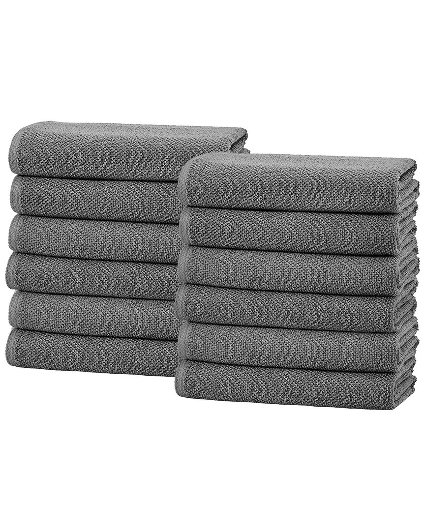Linery & Co Luxury Cotton Textured Bath Towel In Gray