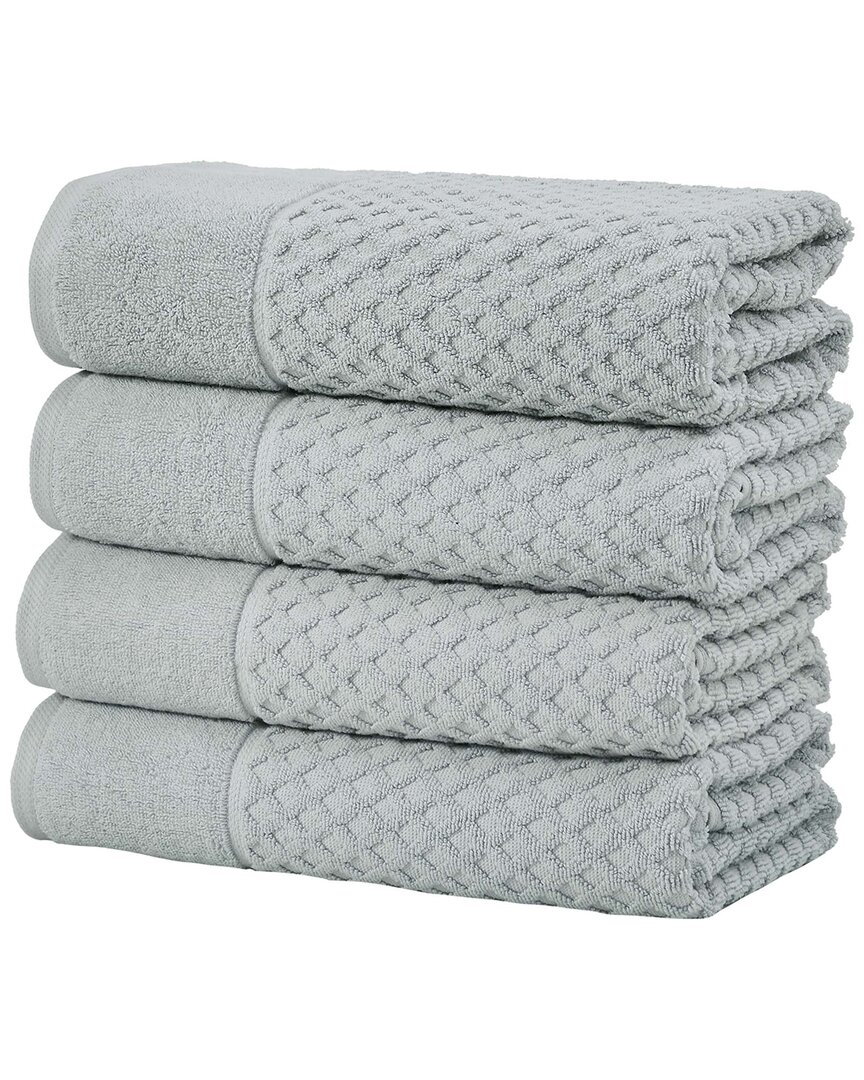 Linery & Co Cotton Diamond Waffle Texture Bath Towels In Gray