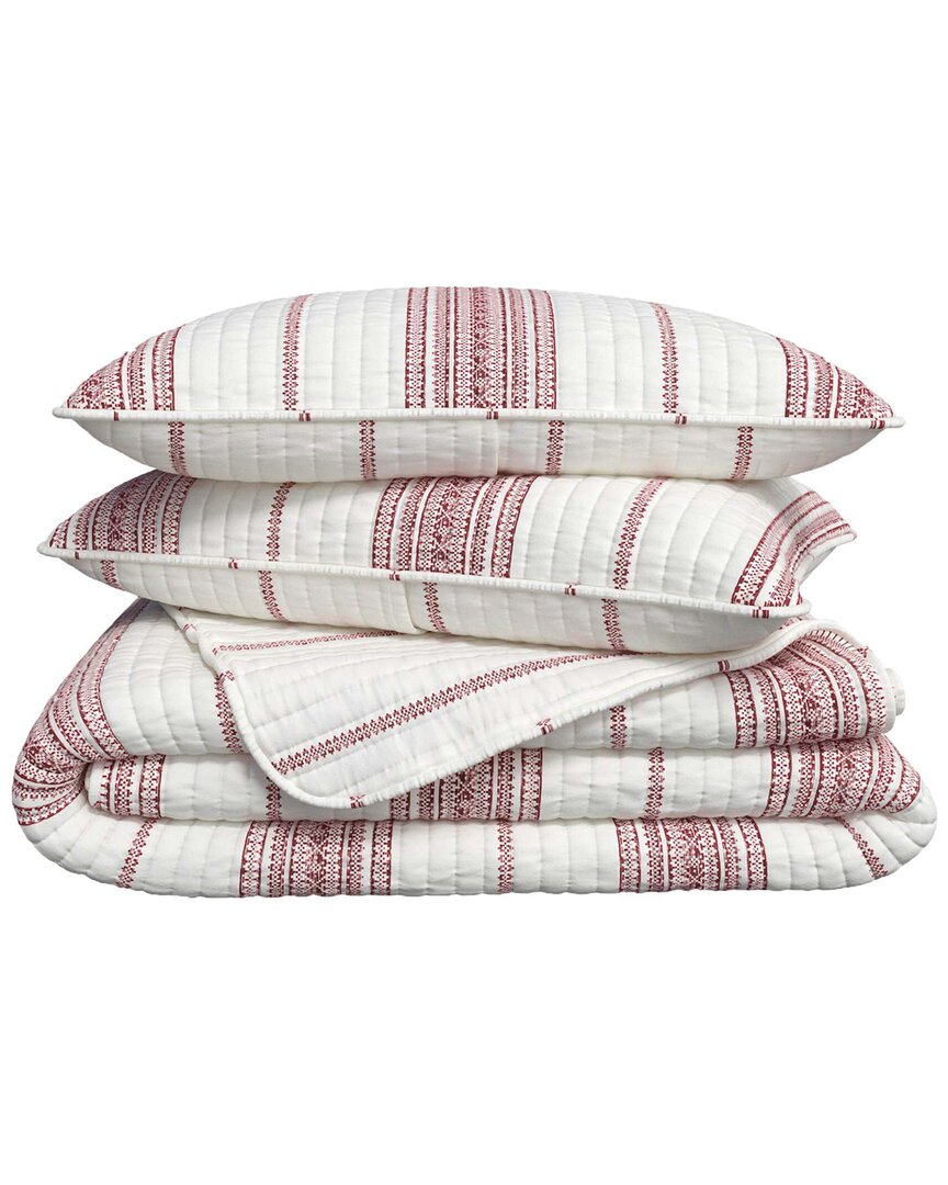 Linery & Co Farmhouse Stripe Microfiber Quilt Set With Shams In Multi