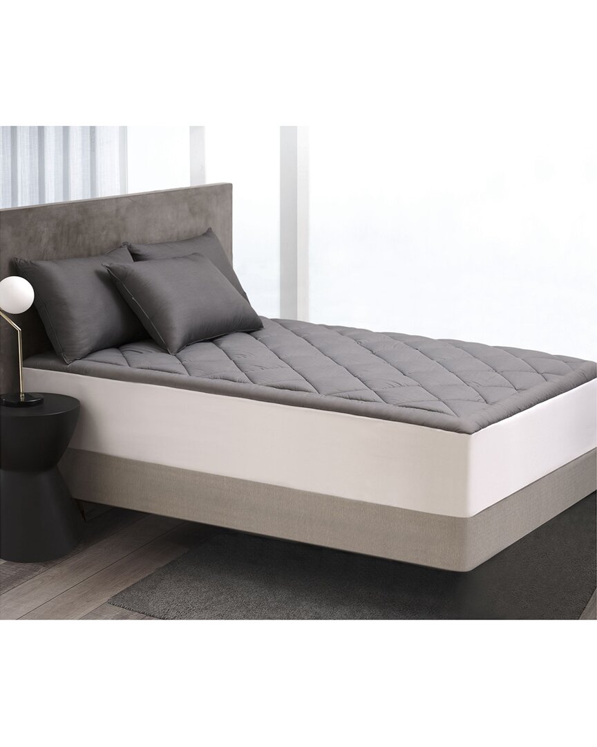 Graphene Charcoal Infused Antimicrobial Odor Resistant 420 Thread Count Allergen Barrier Diamond Quilted Matt In Grey