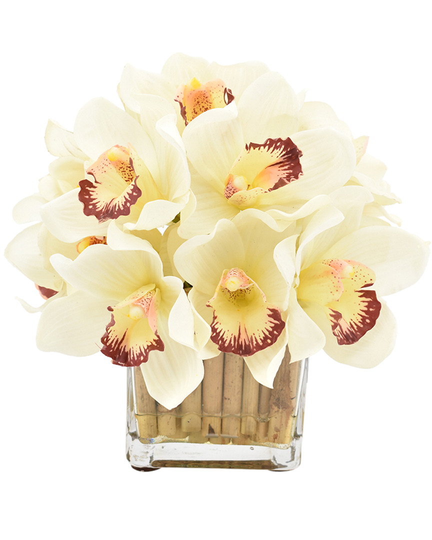 Creative Displays White & Burgundy Orchid With Bamboo Floral Arrangement