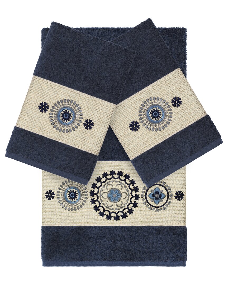 Linum Home Textiles Isabelle Turkish Cotton 3pc Embellished Towel Set