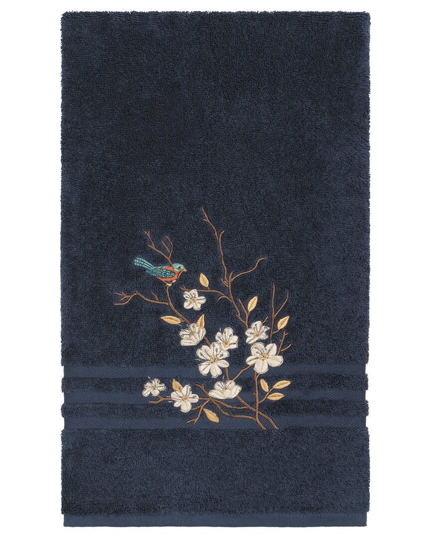Linum Home Textiles Turkish Cotton Spring Time Embellished Bath Towel In Blue
