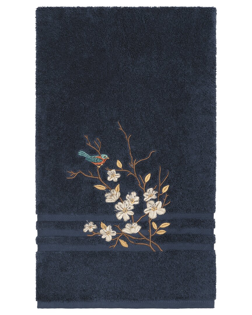 Linum Home Textiles Turkish Cotton Spring Time Embellished Bath Towel In Blue