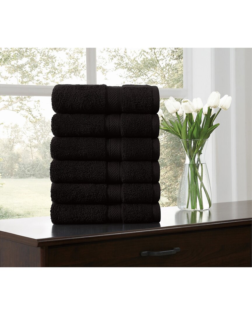 Royal Velvet Regal Plush 6pc Hand Towel In Black