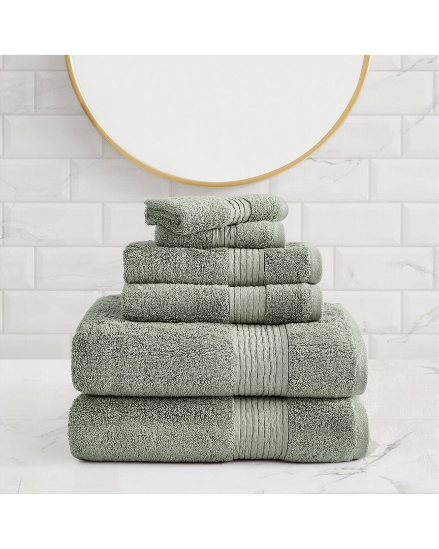 Badgley Mischka Cotton Tencel™ Oversized 6pc Towel Set In Green
