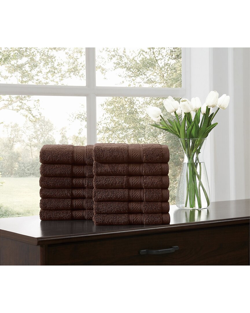 Royal Velvet Regal Plush 12pc Wash Cloth In Brown