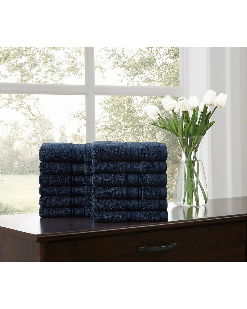 Royal Velvet Regal Plush 12pc Wash Cloth In Blue