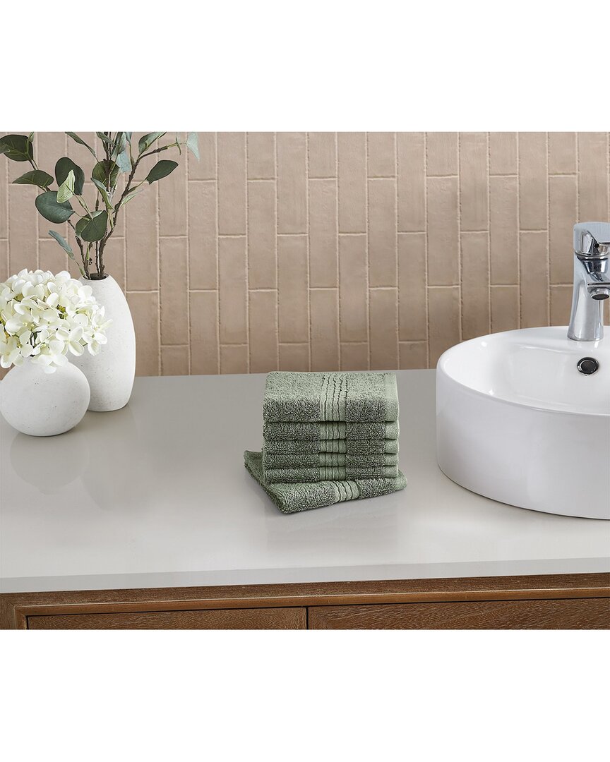 Cannon Cotton Tencel™ 6-pack Wash Cloth In Green