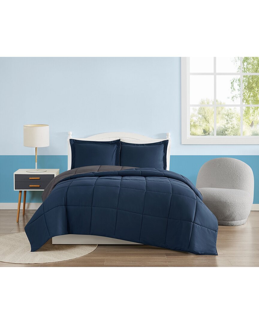 My World Solid Comforter Set In Blue