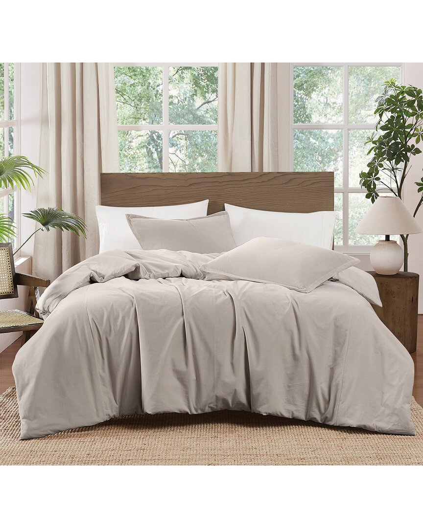 Brooklyn Loom Matte Cotton Velvet Comforter Set In Gray