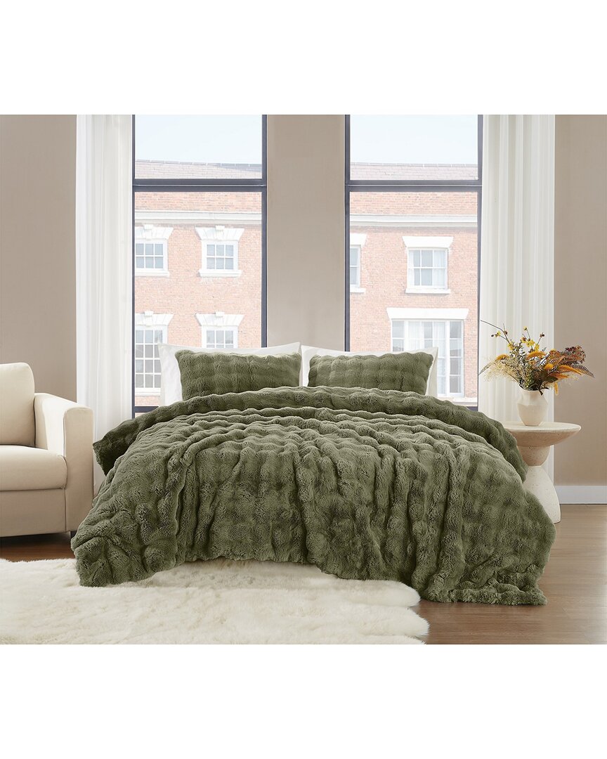 Brooklyn Loom Bubble Comforter Set In Green