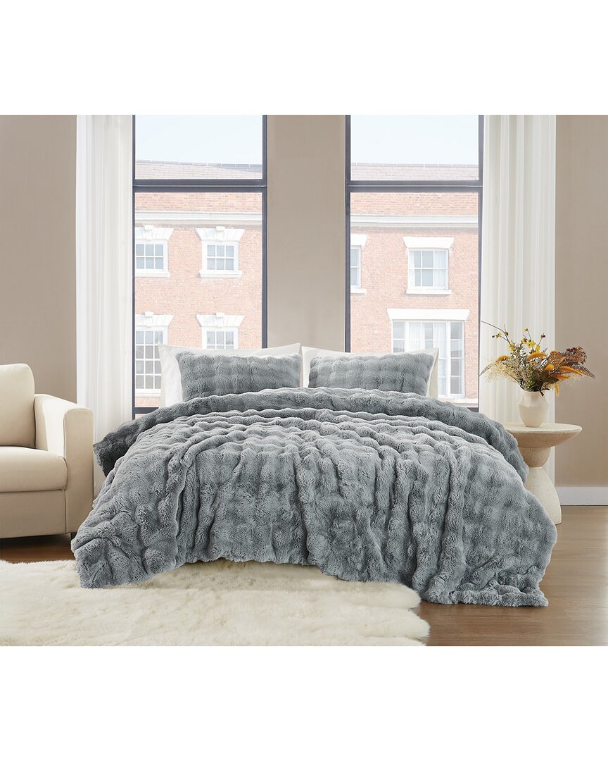 Brooklyn Loom Bubble Comforter Set In Gray