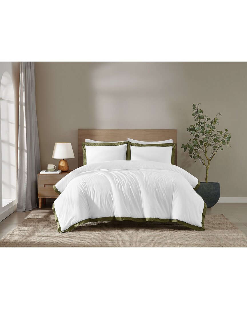 Brooklyn Loom Cotton Hotel Border Comforter Set In White
